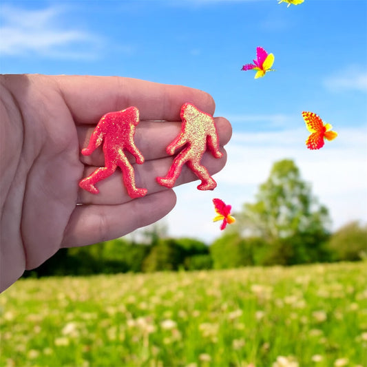 Sparkly Pink Sassquatch Studs