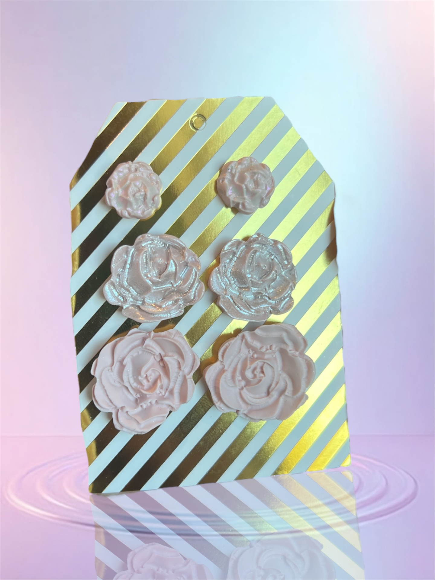 Three Shimmery Rose Stud set
