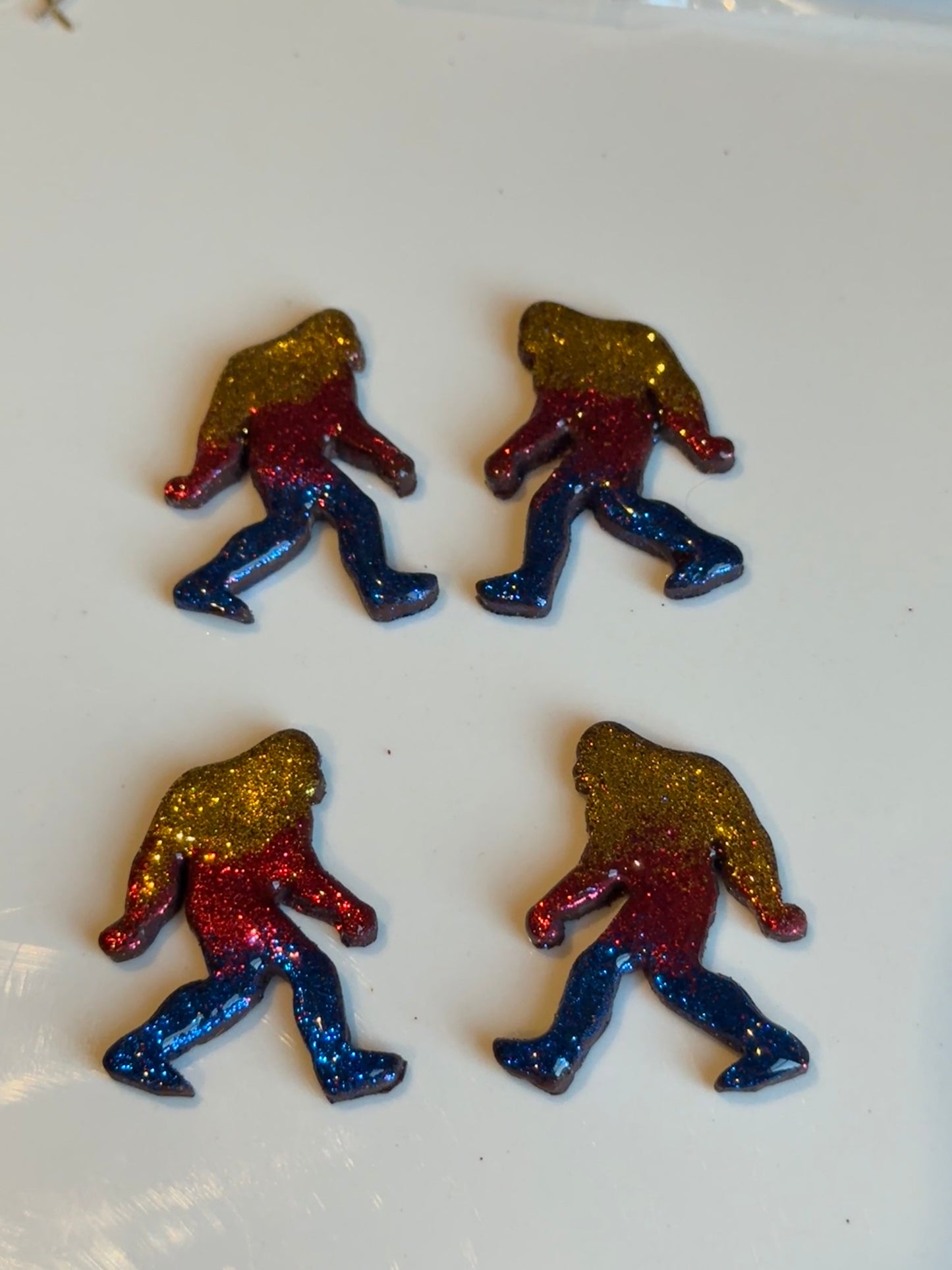 Gold, Red and Blue Earrings