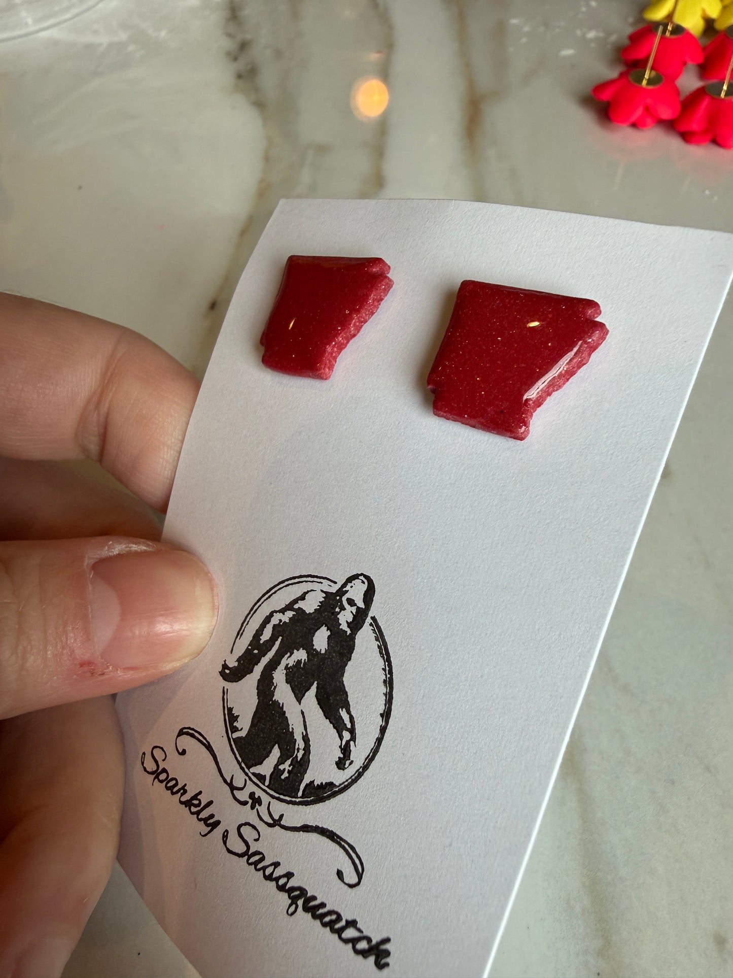 Dark Red Slight Sparkle Arkansas Stud