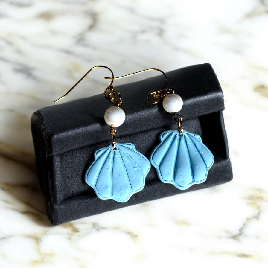 Baby Blue Shell and Pearl Dangle