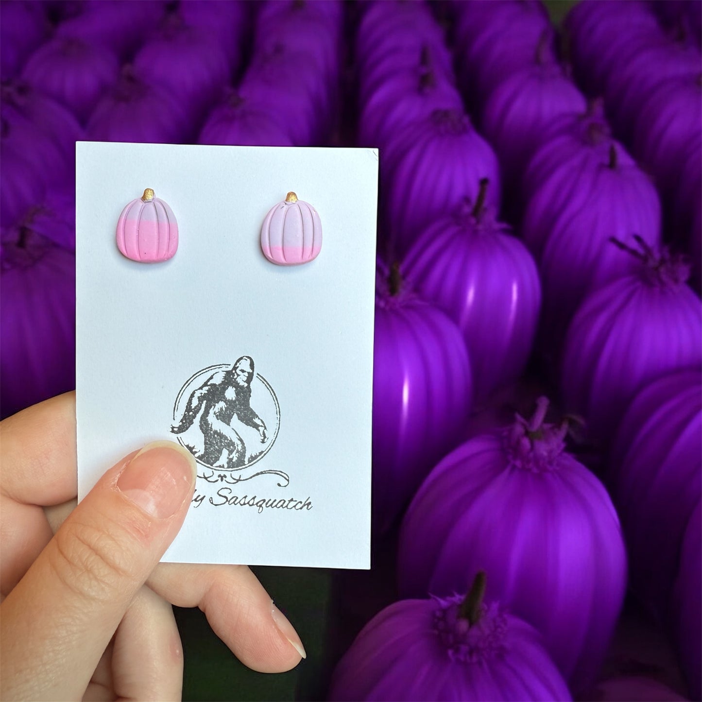 Medium Pink Pumpkin Studs