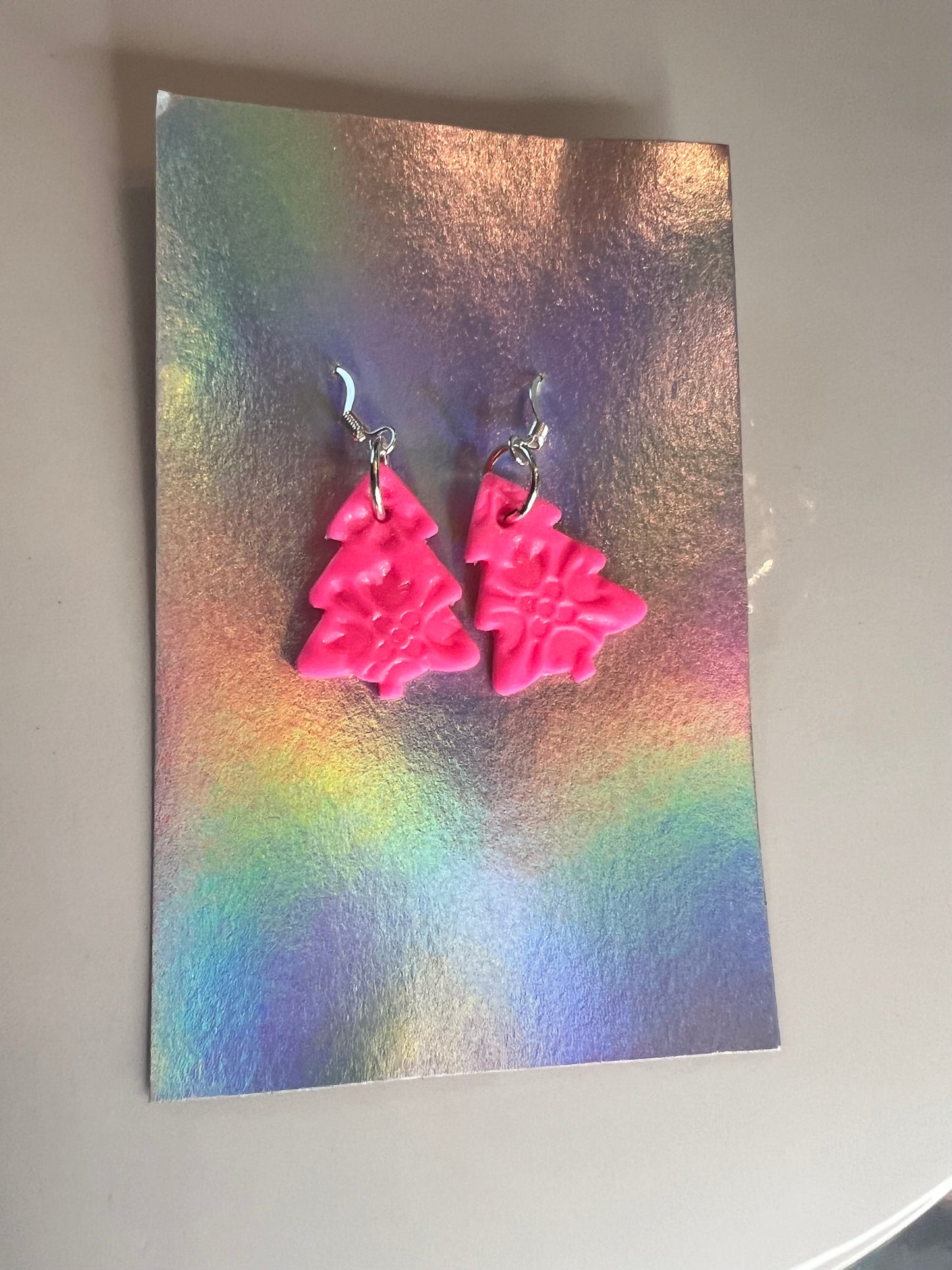Hot Pink Texture Tree Dangles