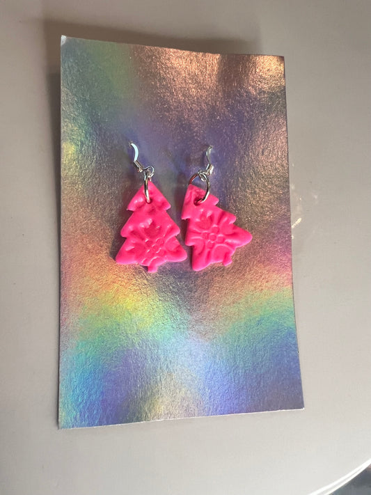 Hot Pink Texture Tree Dangles