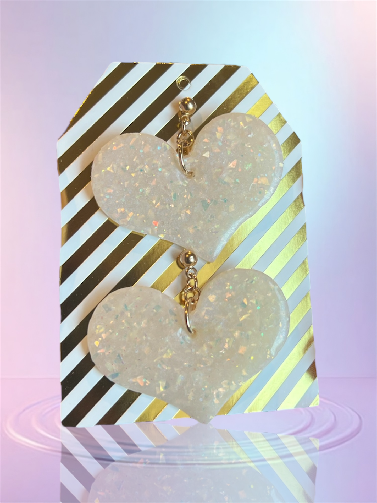 Large Iridescent Heart Dangles