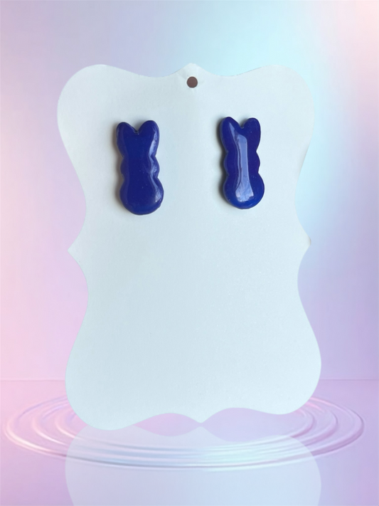 Blue and Purple Marbled Bunny Studs