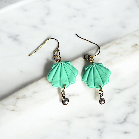 Sea Foam Green Shell Dangles