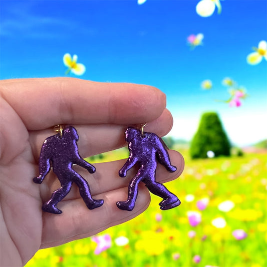 Sparkly Purple Sassquatch Dangles