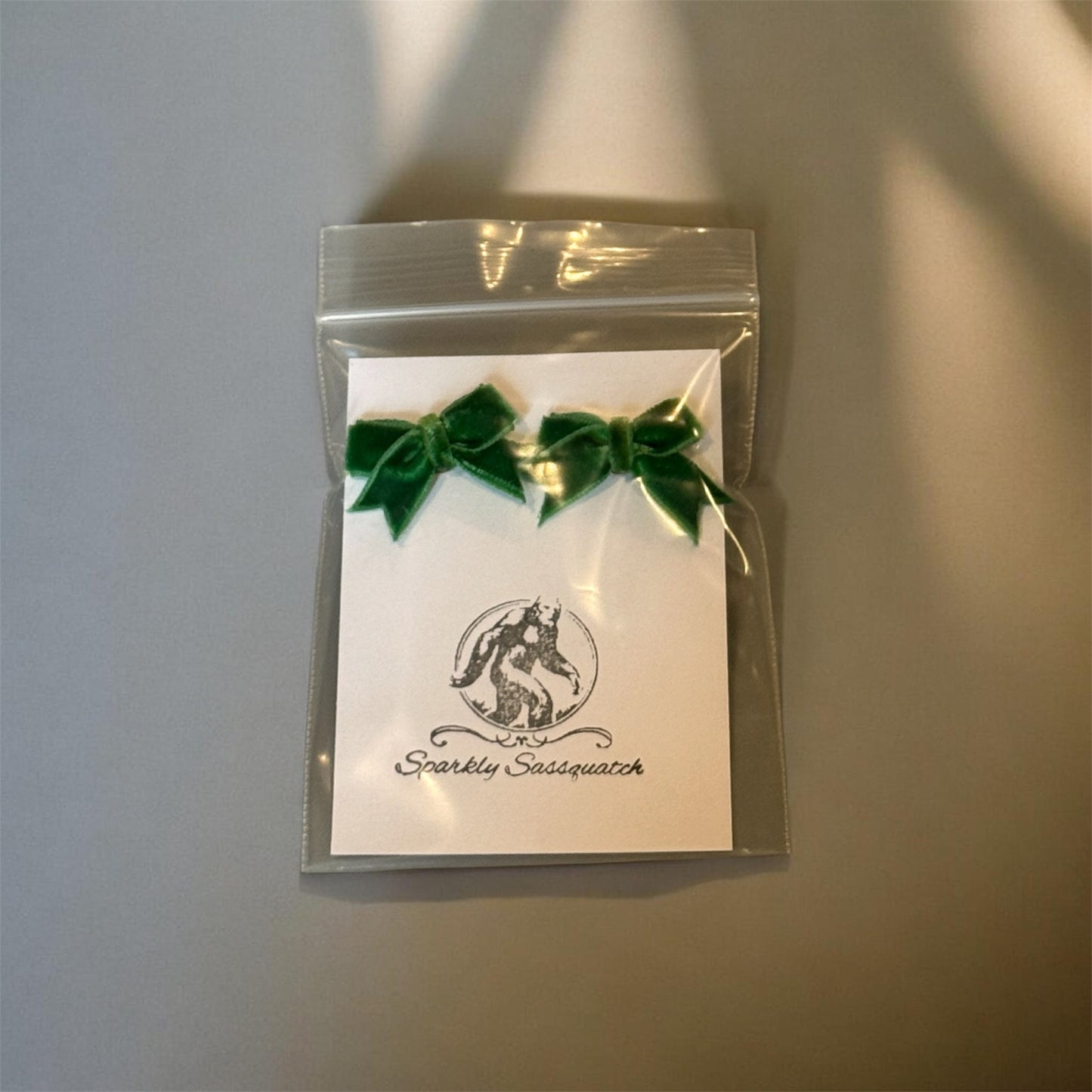 Green Velvet Bow Stud