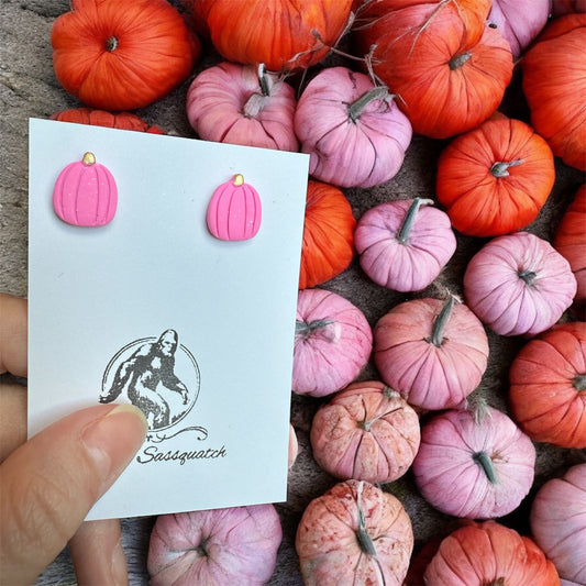 Medium Pink Pumpkin Studs