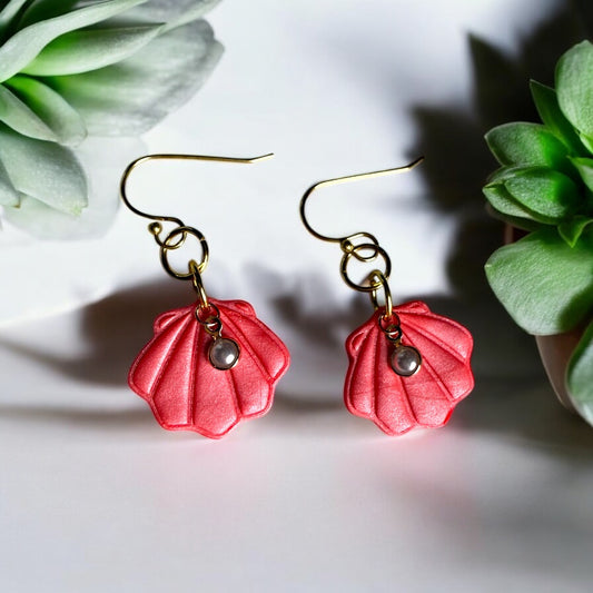 Coral Seashell Dangle