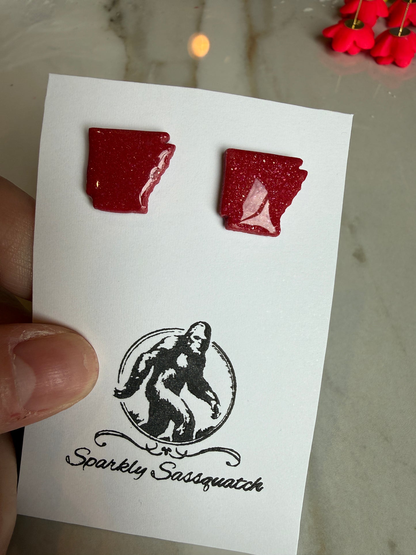 Dark Red Slight Sparkle Arkansas Stud