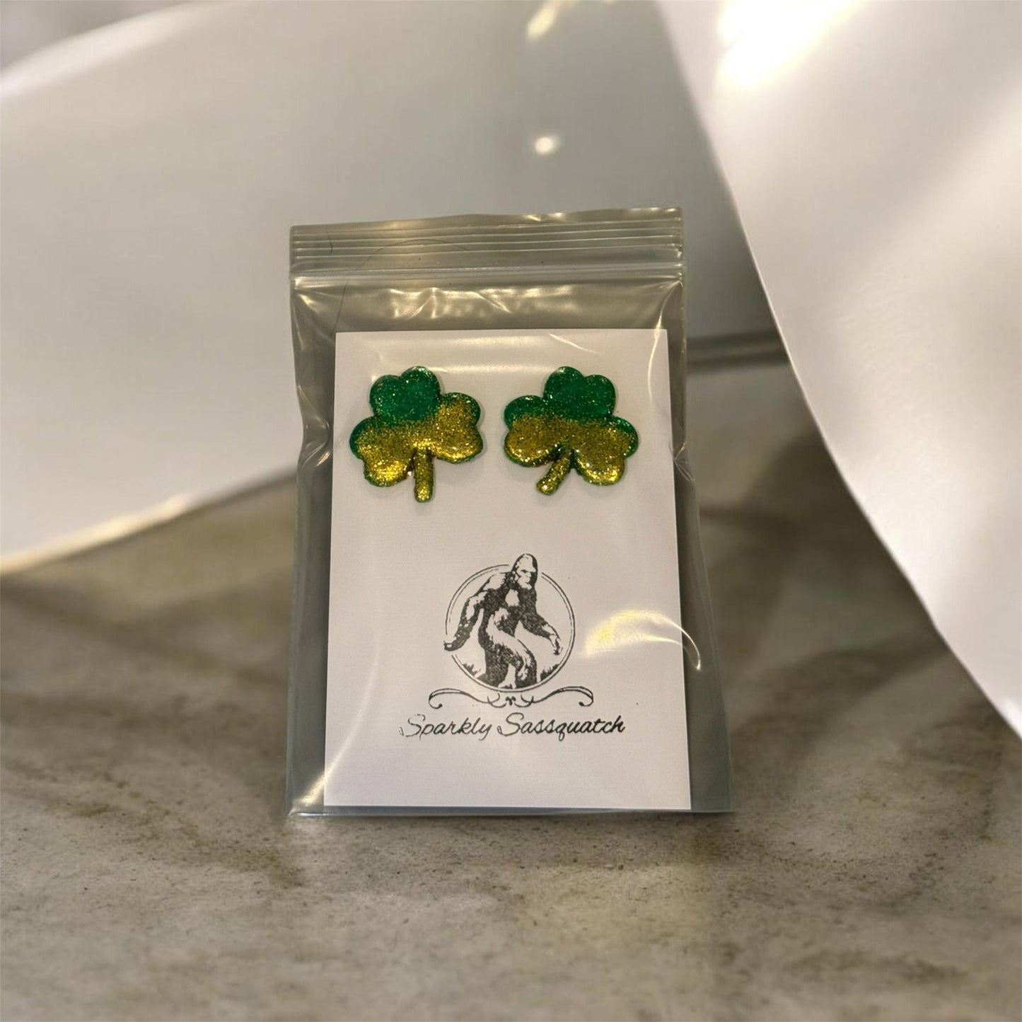 Gold and Green Shamrock Stud