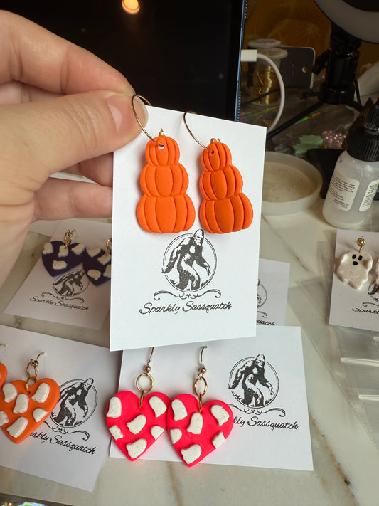 Matte Three Stack Pumpkin Dangles