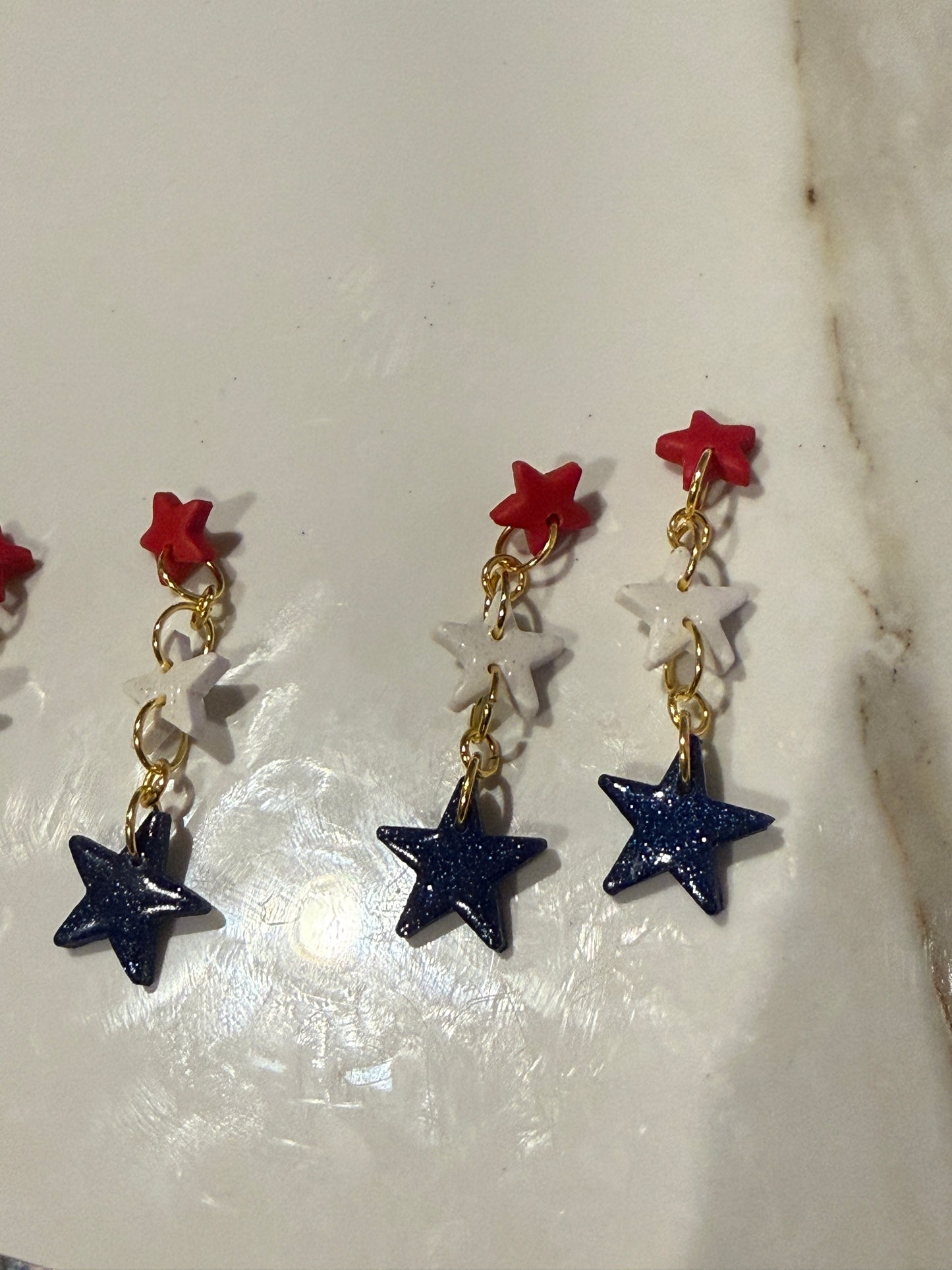 Red, White and Blue Star Dangle Earrings