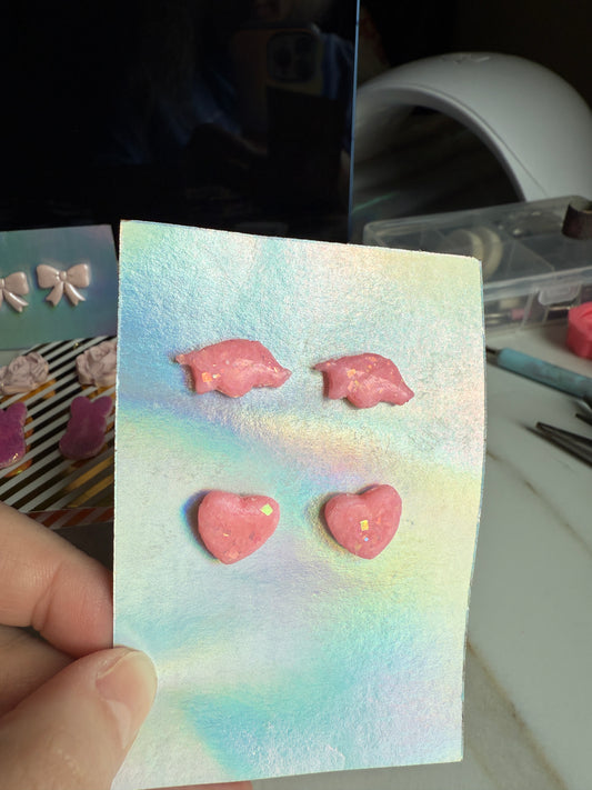 Pink Sparkle Stud Set