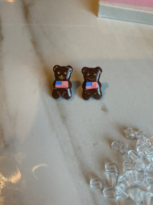 Patriotic Ameri-Bear Earrings