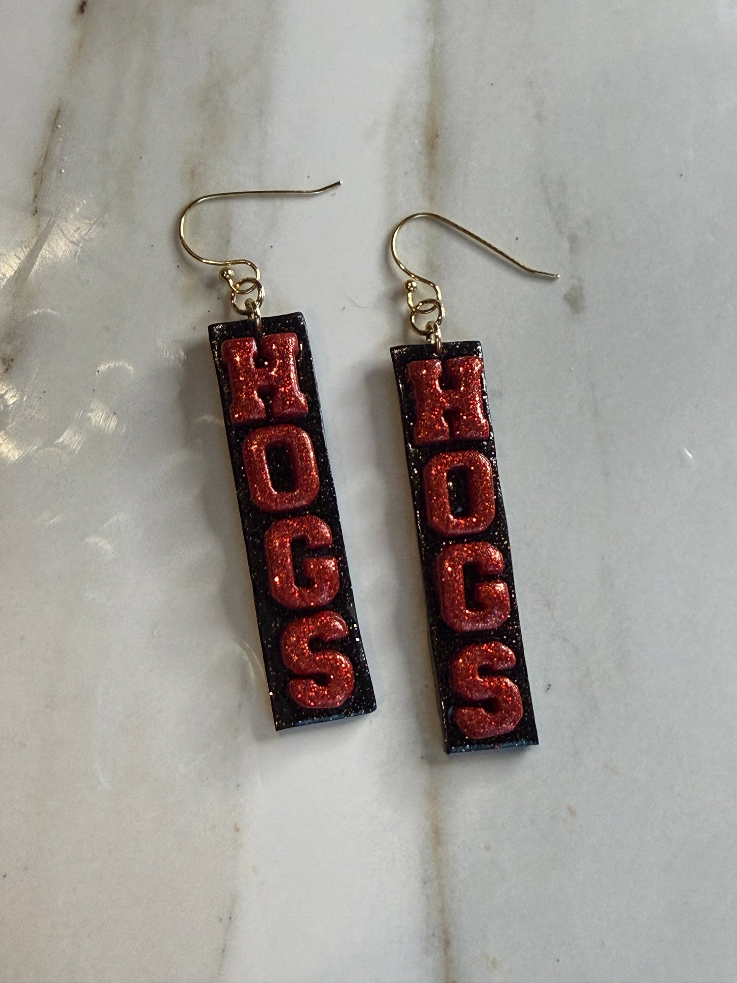 Sparkly Hog Dangle Earrings